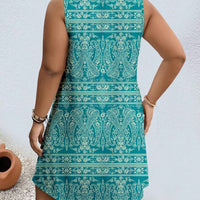 LUNE Summer Women'S plus Size Casual Simple round Neck Sleeveless Dress