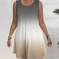 LUNE Summer Women'S plus Size Casual Simple round Neck Sleeveless Dress