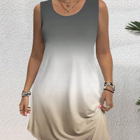 LUNE Summer Women'S plus Size Casual Simple round Neck Sleeveless Dress