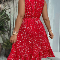 WYWH plus Polka Dot Print Ruffle Hem Dress