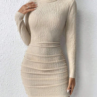 Frenchy Turtleneck Ruched Side Bodycon Dress