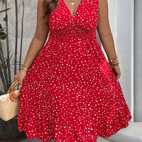 WYWH plus Polka Dot Print Ruffle Hem Dress