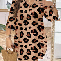 LUNE Casual Oversized Leopard Print Full-Length Dress, Simple Style, Suitable for Summer