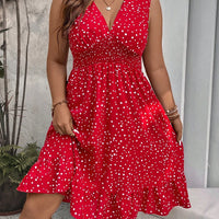 WYWH plus Polka Dot Print Ruffle Hem Dress