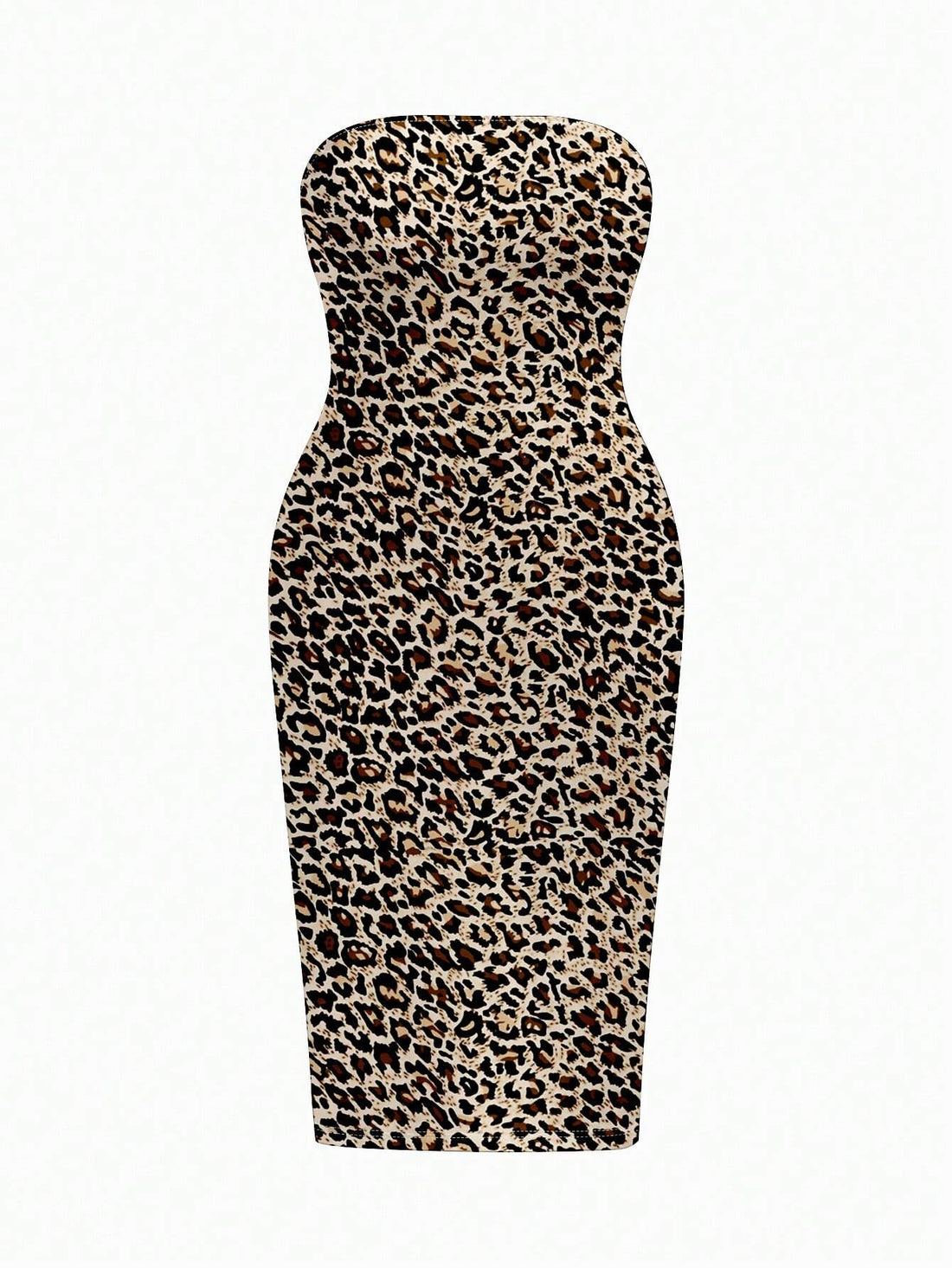 Slayr plus Size Women'S Casual Leopard Print Summer Strapless Bodycon Tube Dress