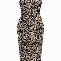 Slayr plus Size Women'S Casual Leopard Print Summer Strapless Bodycon Tube Dress