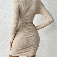 Frenchy Turtleneck Ruched Side Bodycon Dress