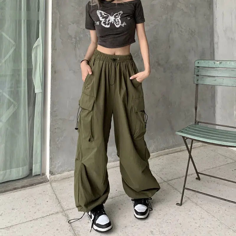 Women Casual Joggers Tech Pants Solid Low Waist Pants