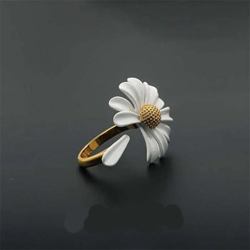 Korean Daisy Flower Elegant Opening Rings