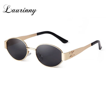 Retro Metal Frame Oval Sunglasses for Women