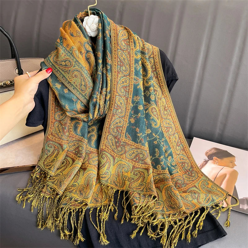 Luxury Brand Autumn Cashmere Pashmina Shawl Lady Wrap Warm Winter Scarves