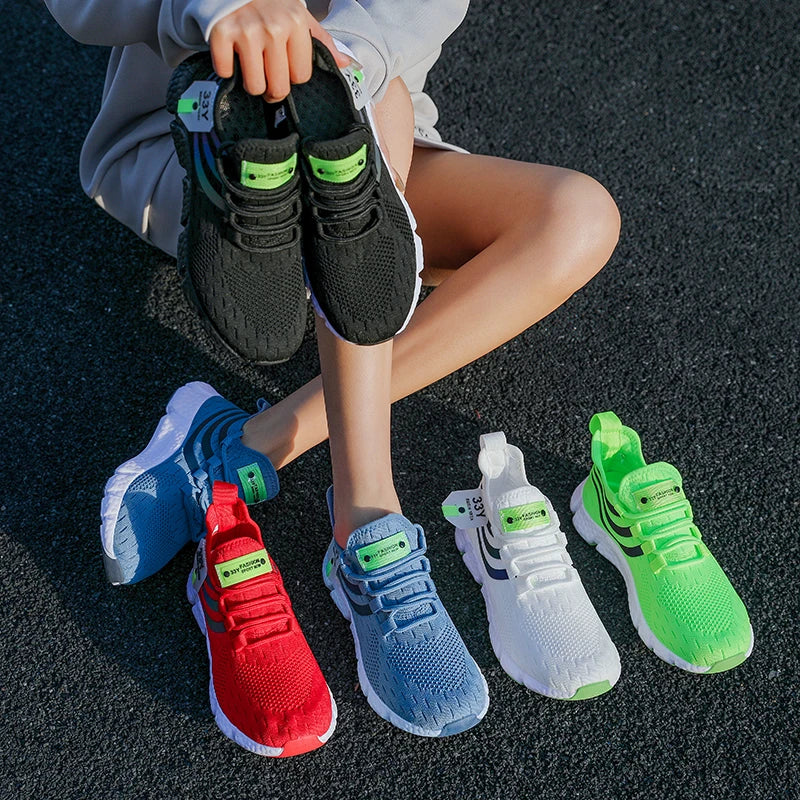 Women Casual Sports Shoes Breathable Lightweight Sneakers Anti-slip Flats Outdoor Running Walking Shoes Female Vulcanized Shoes