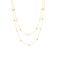 Stainless Steel Double Layer Pearl 2in1 Chains Necklace