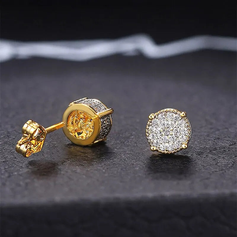 Gold-Color Round Ear Studs Earrings Jewelry Gift