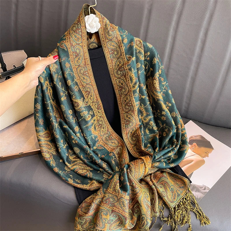 Luxury Brand Autumn Cashmere Pashmina Shawl Lady Wrap Warm Winter Scarves