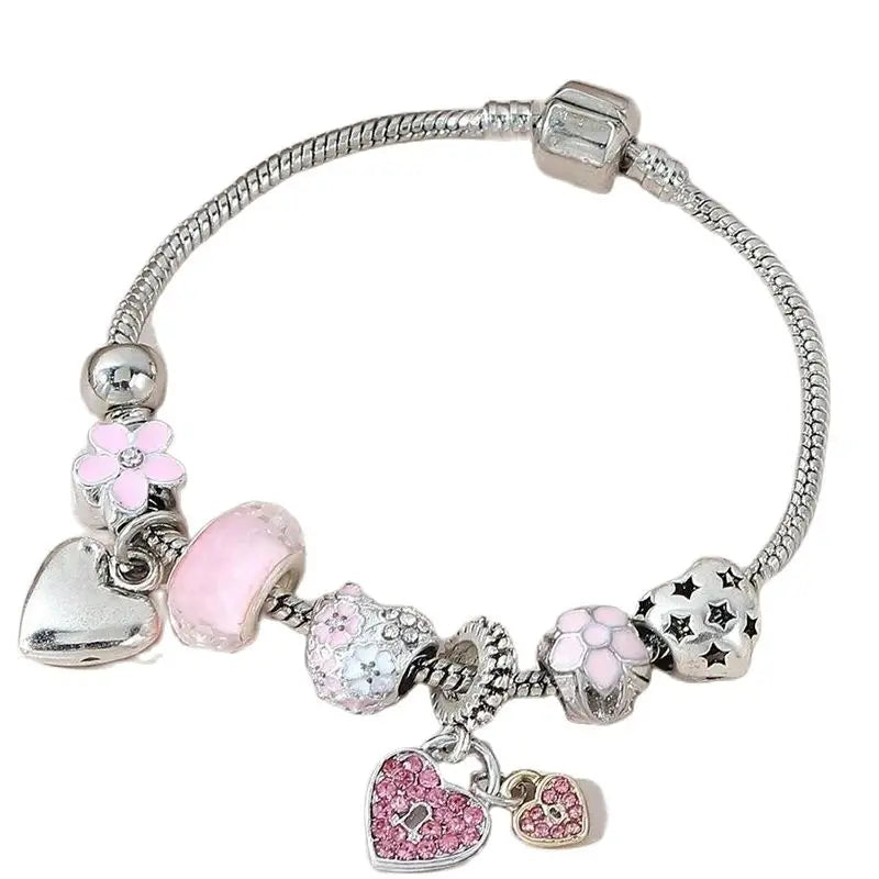 Summer Love Heart Pendant Charm Bracelet