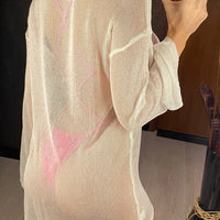 Top  Mesh Sheer Tunic Beach Cover Up Cover-ups Beach Dress