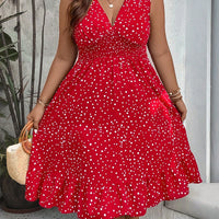 WYWH plus Polka Dot Print Ruffle Hem Dress