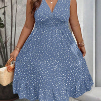 WYWH plus Polka Dot Print Ruffle Hem Dress