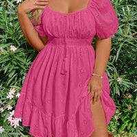 WYWH plus Size Elegant Pleated Chest Cutout Embroidered Dress