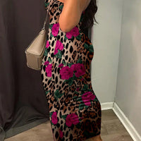 Slayr plus Size Women'S Casual Leopard Print Summer Strapless Bodycon Tube Dress