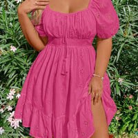 WYWH plus Size Elegant Pleated Chest Cutout Embroidered Dress